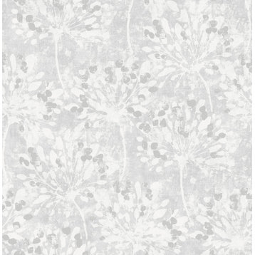 Dori Light Grey Painterly Floral Wallpaper Bolt