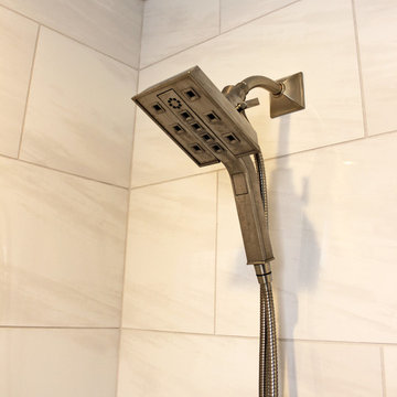 Grey Tiled Bathroom and Shower ~ Streetsboro, OH