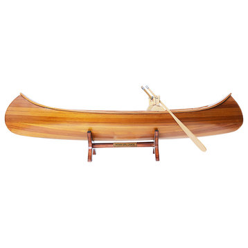 Indian Girl Canoe Wooden Handcrafted boat model