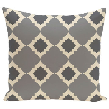 Medina Geometric Print Pillow, Gray, 16"x16"
