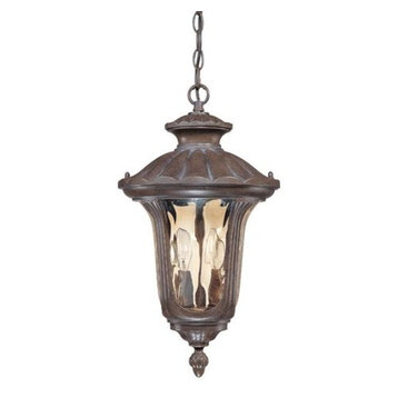 Nuvo Beaumont Fruitwood and Amber Water Glass Outdoor Hanging Light