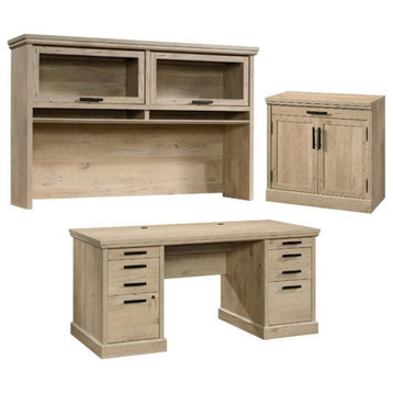 Home Square 3-Piece Set with Executive Desk Large Hutch & Base Storage Stand