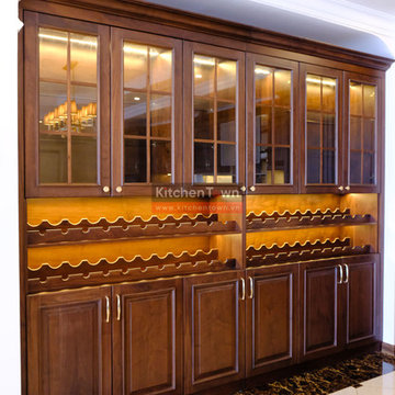 Tủ bếp Gỗ Óc chó phong cách Tân cổ điển (Walnut kitchen cabinets - Indochina)