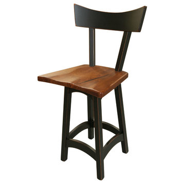 Rustic 24" Swivel Stool Solid Wood Amish American Made