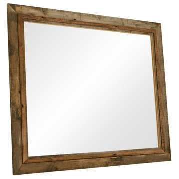 Rustic Mirror, Hobble Creek Style Barnwood With Alder Overlay, 20"x24"