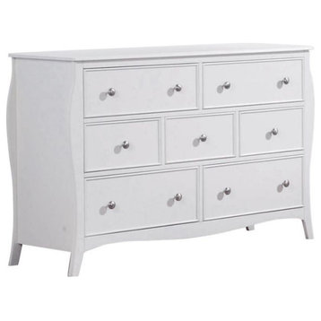 Transitional 7-Drawer Wood Dresser, White