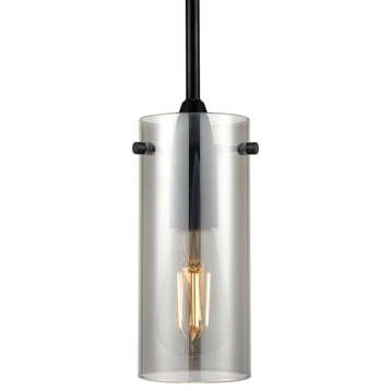 Effimero 1-Light Stem Hung Pendant Lamp, Black With Smoke Glass