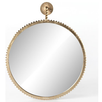 Cru Cast Aluminum Aged Gold Round Wall Mirror