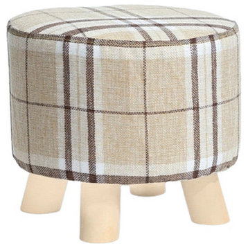 Round Modern Ottoman Made of Solid Wood, E