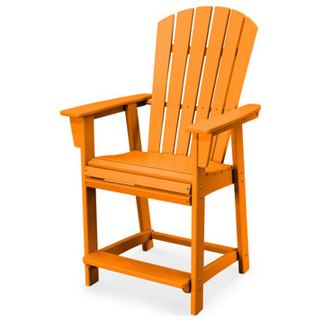 POLYWOOD Nautical Adirondack Counter Chair, Tangerine