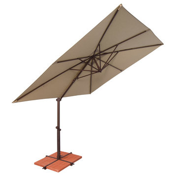 Skye 8.6' Square Cantilever Umbrella With Cross Bar, Taupe/Solefin Fabric