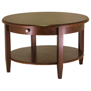 Concord Round Coffee Table With Drawer and Shelf