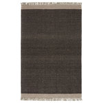 Jaipur Living - Jaipur Living Sunday Handmade Border Area Rug, Dark Gray/Beige, 5'x8' - The Weekend collection offers textural yet solid designs for modern spaces in need of a relaxed and inviting accent. Handwoven of wool and polyester, the charcoal gray and beige Sunday rug showcases a border motif and globally inspired fringe for a texture-rich detail. The chevron weave is subtle and perfect for layering with pattern-rich decor.