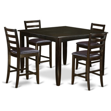 5-Piece Counter Table Set, Table and 4 Leather Stools