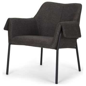 Brently Accent Chair With Gray Fabric and Matte Black Metal Legs
