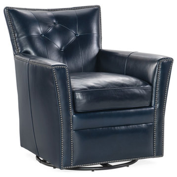 Hooker Furniture CC325 Hamptons 32"W Leather Accent Swivel Chair - Black