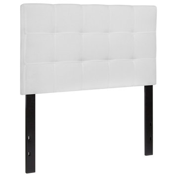 Bedford Tufted Upholstered Twin Size Headboard, White Fabric