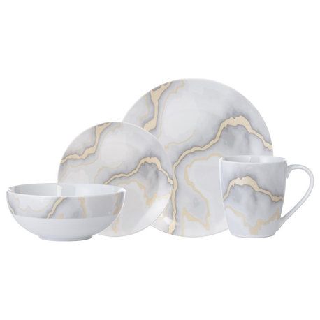 Safdie & Co. Porcelain Dinnerset 16 Piece Electric Marble