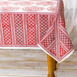 Hand Printed Tablecloths - Amalia Red - Tablecloths