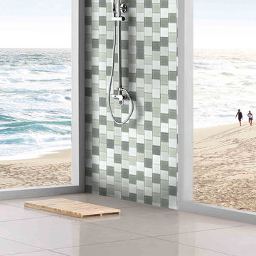 Geo Monte Sagro Two Tone 2X2 Glass Tile Bathroom