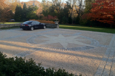 This is an example of a huge traditional full sun front yard gravel outdoor basketball/tennis/multi-game court in New York.