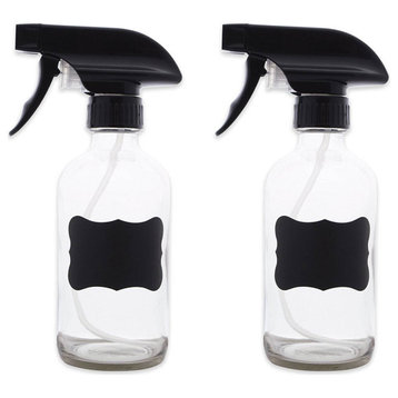 DII 8oz Clear Glass Spray Bottle, Set of 2 With Labels