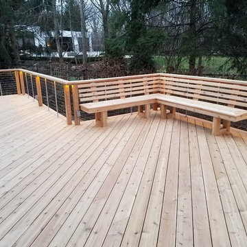 Highland Park, Illinois. Cedar Re-deck With Feeney Cable Rail & Rope Lighting