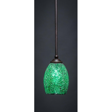 Zilo Traditional Mini Pendant - Dark Granite, Green Fusion, 1