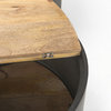 Eclipse Gunmetal Gray Drum Base w/ Brown Wood Top Nested Coffee Table