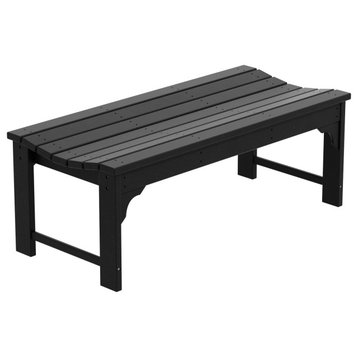 WestinTrends Plastic Picnic Bench Outdoor Dining Patio Lounge Garden Bench, Black