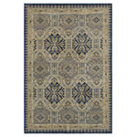 Bareens Designer Rugs - Oriental Ziegler Debi Blue Beige Hand-Knotted Wool Rug - 4'11'' x 6'7'' - Enhance the ambiance of your home with this magnificent Persian-influenced Turkish hand-knotted rug made by skilled artisans capable of creating the most exceptional vegetable dyes and hand-spun wool. This exquisite handmade rug is a one-of-a-kind Peshawar Kafkaz, otherwise identified as Chobi, Chobi Peshawar, Oushak, or Ziegler rug. These handmade rugs are crafted in Pakistan utilizing superior-quality wool imported from Australia, New Zealand, and Korea in two types of weaves: the Persian weave and the Mori weave. This rug is meticulously crafted by hand using the finest natural vegetable dyes extracted from local plants. The artisans use a blend of hand-spun local and fine merino wool, resulting in a rug with a compelling texture, higher lanolin content, and longer staple. The artisans occasionally incorporate natural or artificial silk into the pile to enhance specific motifs. The finished product is an awe-inspiring execution of flawless design and an understated palette that exudes elegance.