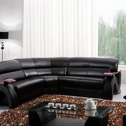 2033-1 BLACK MODERN BONDED LEATHER SECTIONAL - Sectional Sofas