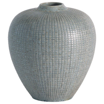 Mini Check Bulbous Vase, Reactive Silver Blue