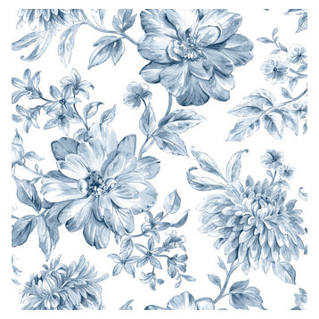 Blue Floral Wallpaper - Photos & Ideas | Houzz