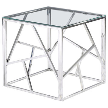 Morganna Stainless Steel Living Room End Table, Silver