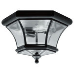 Livex Lighting - Livex Lighting 7053-04 Monterey/Georgetown - 3 Light Outdoor Flush Mount in Mont - This outdoor ceiling mount lantern features clean,Monterey/Georgetown  Black Clear Beveled  *UL: Suitable for wet locations Energy Star Qualified: n/a ADA Certified: n/a  *Number of Lights: 3-*Wattage:60w Candelabra Base bulb(s) *Bulb Included:No *Bulb Type:Candelabra Base *Finish Type:Black