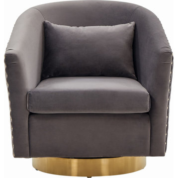 Clara Quilted Swivel Tub Chair Gold, Slate Gray