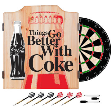 Dart Board Cabinet Set - Coca-Cola Things Go Better Dart Board