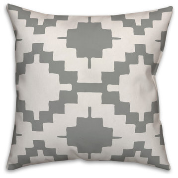 Grey and White Aztec 16x16 Throw Pillow