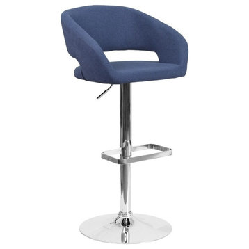 Bowery Hill 32'' Contemporary Fabric Adjustable Bar Stool in Blue