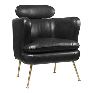 Unique Accent Chair Gold Legs Curved PU Leather Seat With Headrest   30c1fc38040b41dd 1798 W320 H320 B1 P10  Midcentury Armchairs And Accent Chairs 