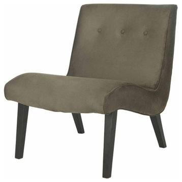 Contemporary Accent Chair, Armless Design With 3 Buttoned Backrest, Forest Green