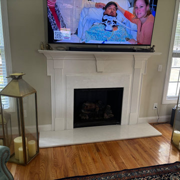 Marble fireplace surround and hearth