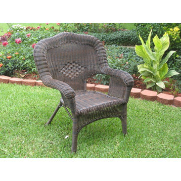 Maui Camelback Outdoor Patio Chairs, Set of 2, Antique Pecan