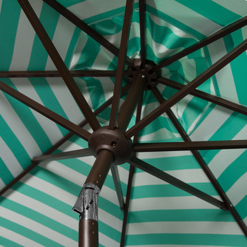 Safavieh Athens Inside Out Striped 9' Crank Umbrella, Green/White
