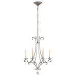 Visual Comfort & Co. - Oslo Small Chandelier in Burnished Silver Leaf with Crystal - The Oslo reimagines classic Northern European elegance with a modern Chapman & Myers twist. Graceful gilded-iron curved lines are meticulously trimmed with glass beads, adding an air of refinement to the classically proportioned chandelier. The jewelry-like details, scalloped bobeches, and candle-inspired lights will add a sophisticated touch to interior spaces.