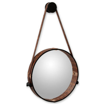 Novica Handmade New Moon Leather Mirror