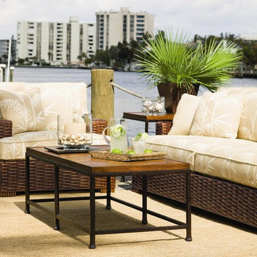 Ocean Club Crushed Bamboo & Distressed Metal Ocean Reef Cocktail Table