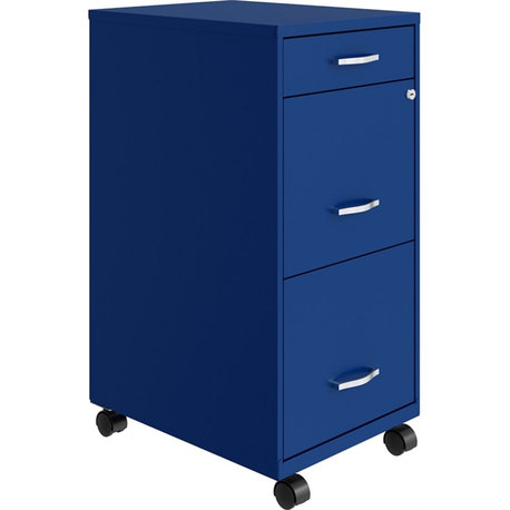 Pemberly Row 3 Drawers Vertical Blue Metal Filing Cabinet Pre-assembled