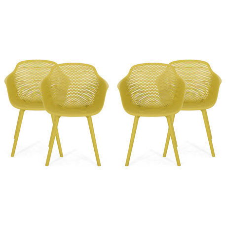 Lotus Outdoor Dining Chair, Set of 4, Yellow